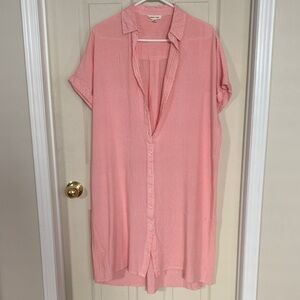UO Pink Striped Button-Up Dress